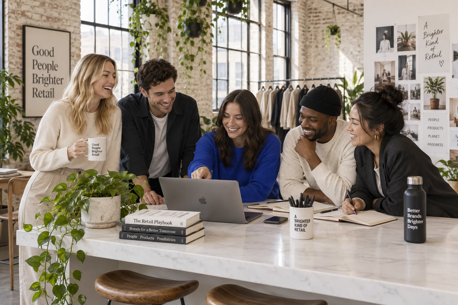 Retail team discussing market insights in a meeting