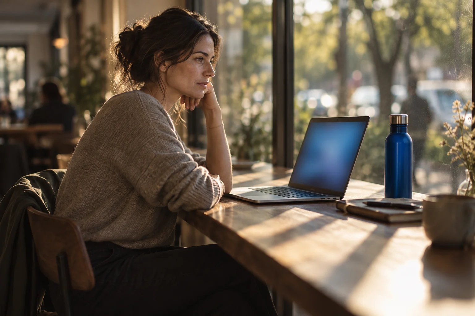 Retail analyst reviewing a market insights dashboard on a laptop